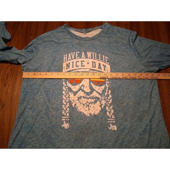 Willie Nelson Long Sleeve T Shirt Size 2XL Have A Willie Nice Day Blue - Picture 8 of 8